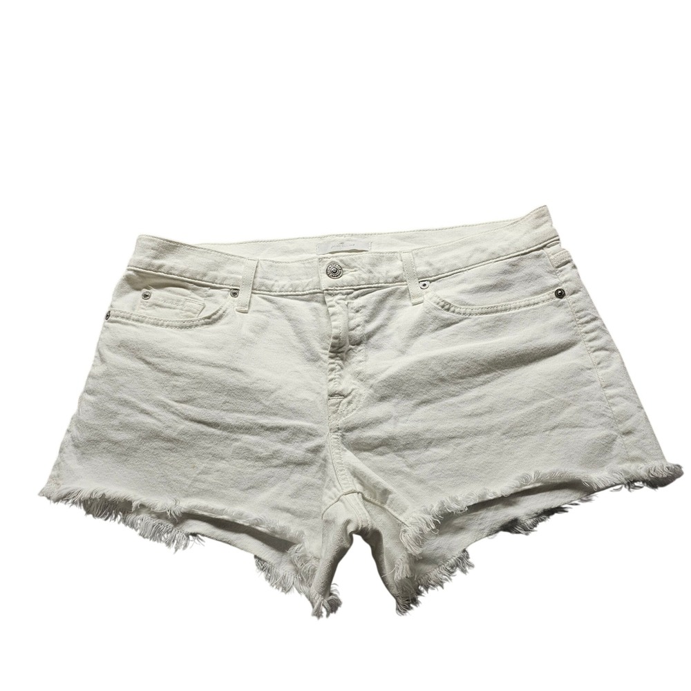 7 For All Mankind Denim Shorts Womens 31 White Cut Off Raw Hem AU5159495S